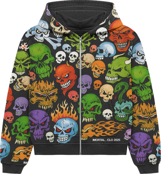 Imortal Clothing " SKULL INFERNO HOODIE"