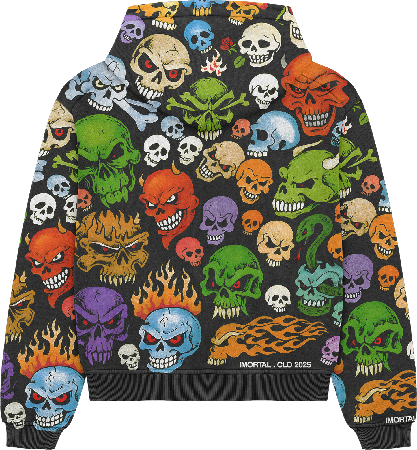 Imortal Clothing " SKULL INFERNO HOODIE"